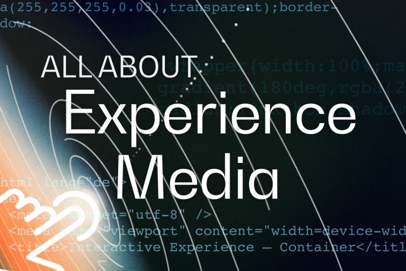 A dynamic visual presentation that highlights the possibilities of Experience Media with interactive experiences.