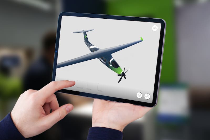 Hands holding an iPad running the vaeridion configurator